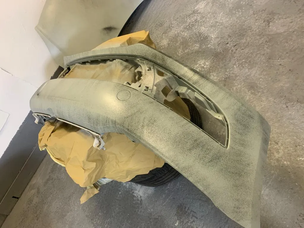 Damaged bumper ready for repair